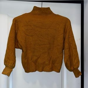 Mustard Yellow Cropped Knit Turtleneck Sweater Size Small